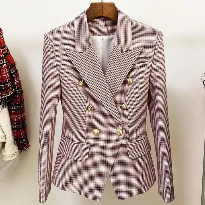 Drune | Pink Hahnentrittmuster Blazer Frauen - Formal-Business - Karo