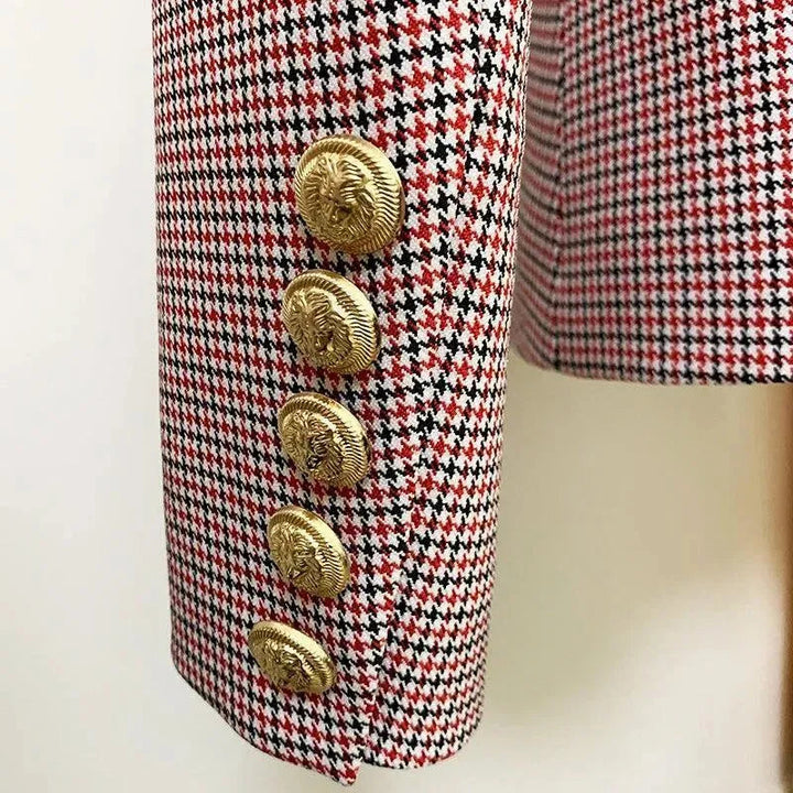 Drune | Pink Hahnentrittmuster Blazer Frauen - Formal-Business - Karo