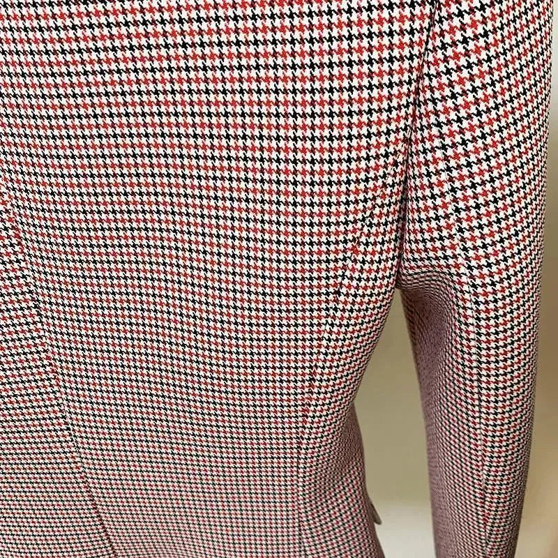 Drune | Pink Hahnentrittmuster Blazer Frauen - Formal-Business - Karo