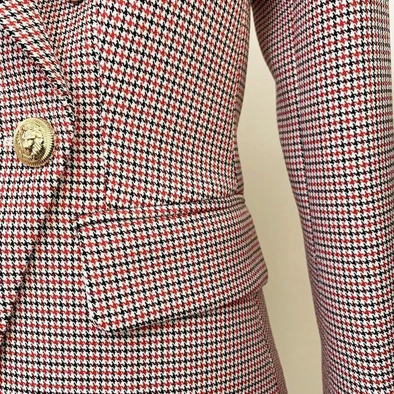Drune | Pink Hahnentrittmuster Blazer Frauen - Formal-Business - Karo