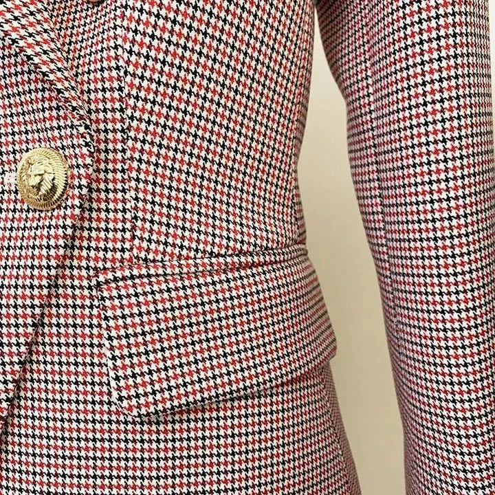 Drune | Pink Hahnentrittmuster Blazer Frauen - Formal-Business - Karo