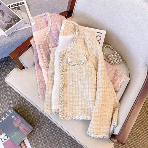 Drune | Rosa Karos Tweedjacke