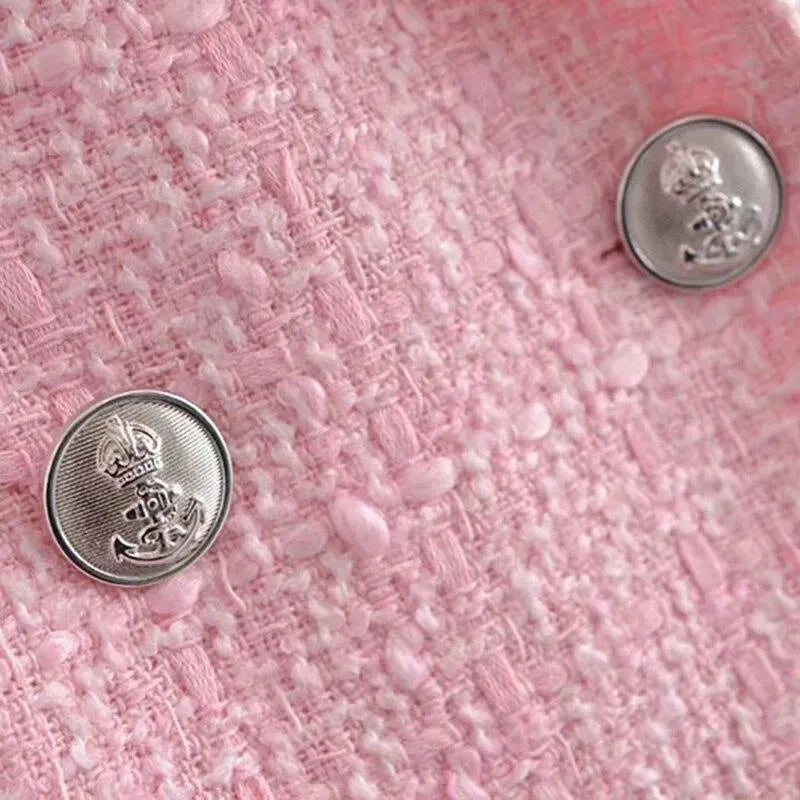 Drune | Pink Tweed Blazer Damen - Formal-Business - Uni-Einfärbig
