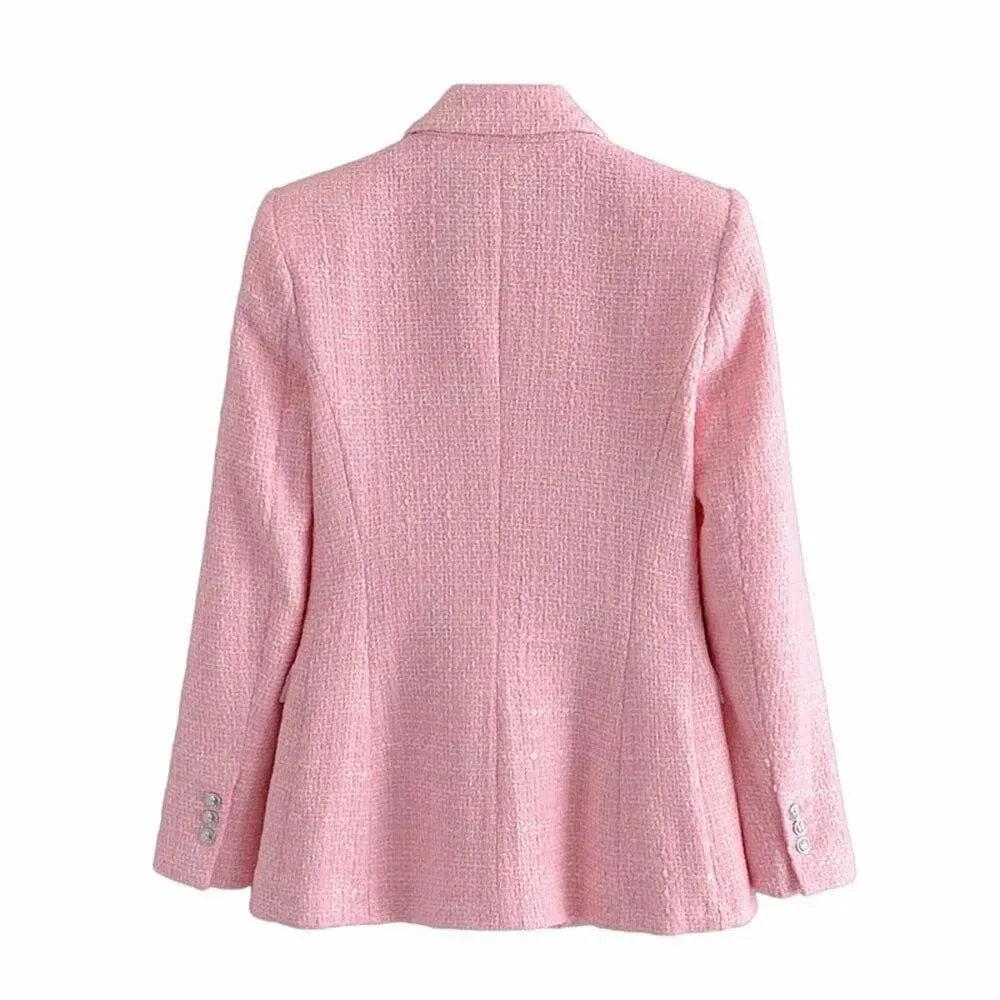 Drune | Pink Tweed Blazer Damen - Formal-Business - Uni-Einfärbig
