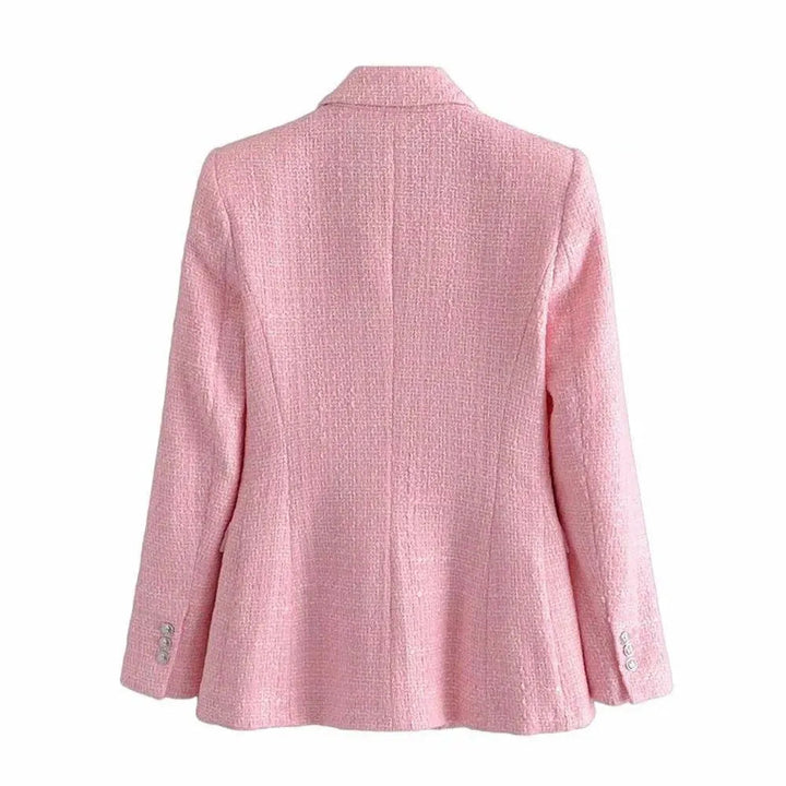 Drune | Pink Tweed Blazer Damen - Formal-Business - Uni-Einfärbig