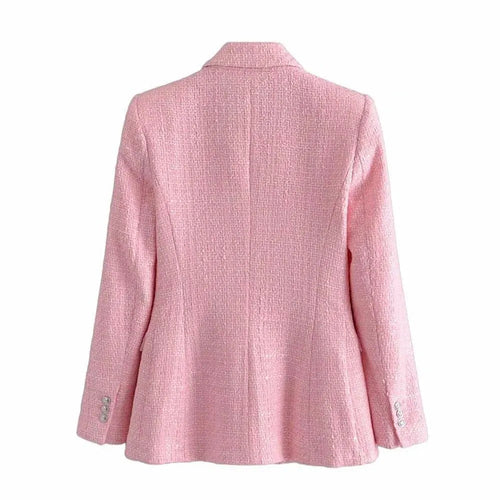 Drune | Pink Tweed Blazer Damen - Formal-Business - Uni-Einfärbig