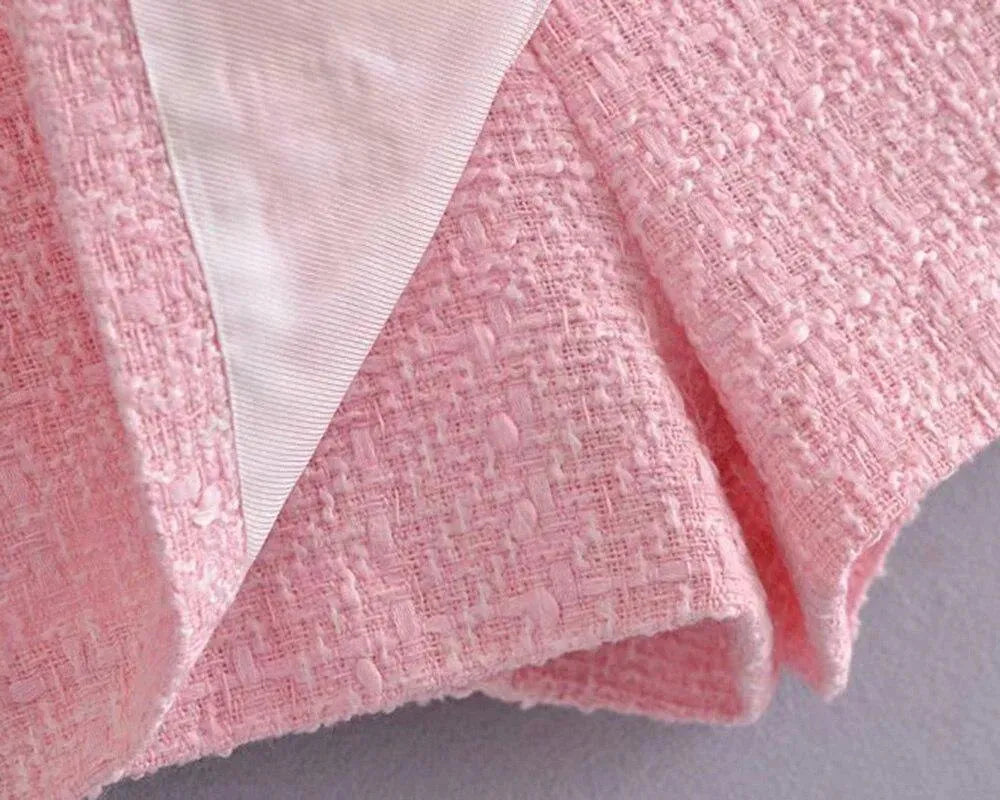 Drune | Pink Tweed Blazer Damen - Formal-Business - Uni-Einfärbig