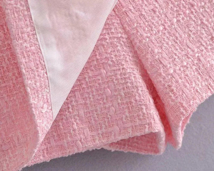 Drune | Pink Tweed Blazer Damen - Formal-Business - Uni-Einfärbig