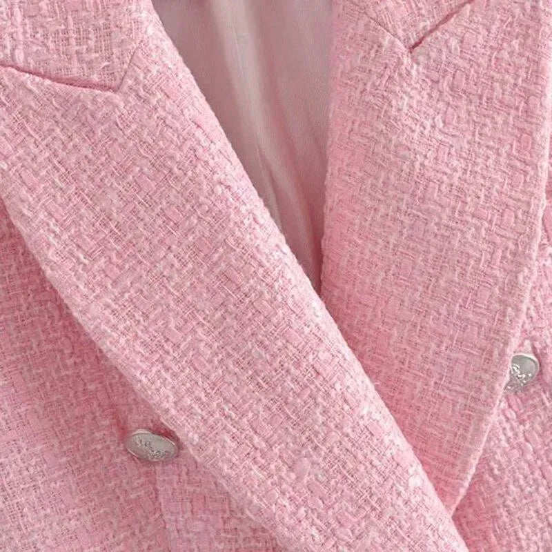 Drune | Pink Tweed Blazer Damen - Formal-Business - Uni-Einfärbig