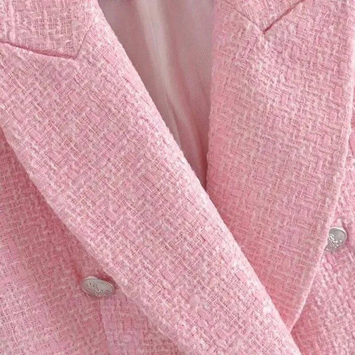Drune | Pink Tweed Blazer Damen - Formal-Business - Uni-Einfärbig