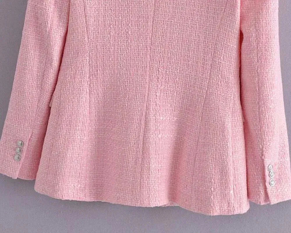 Drune | Pink Tweed Blazer Damen - Formal-Business - Uni-Einfärbig