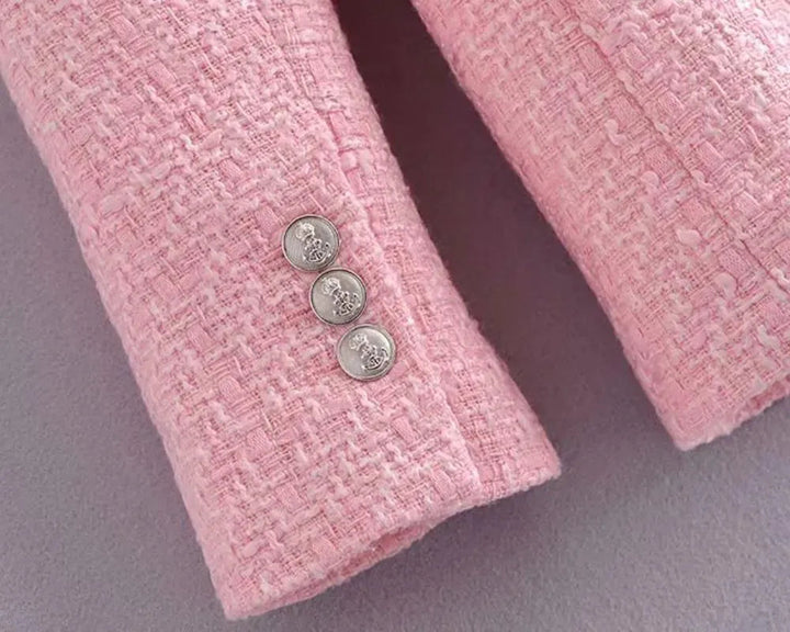Drune | Pink Tweed Blazer Damen - Formal-Business - Uni-Einfärbig