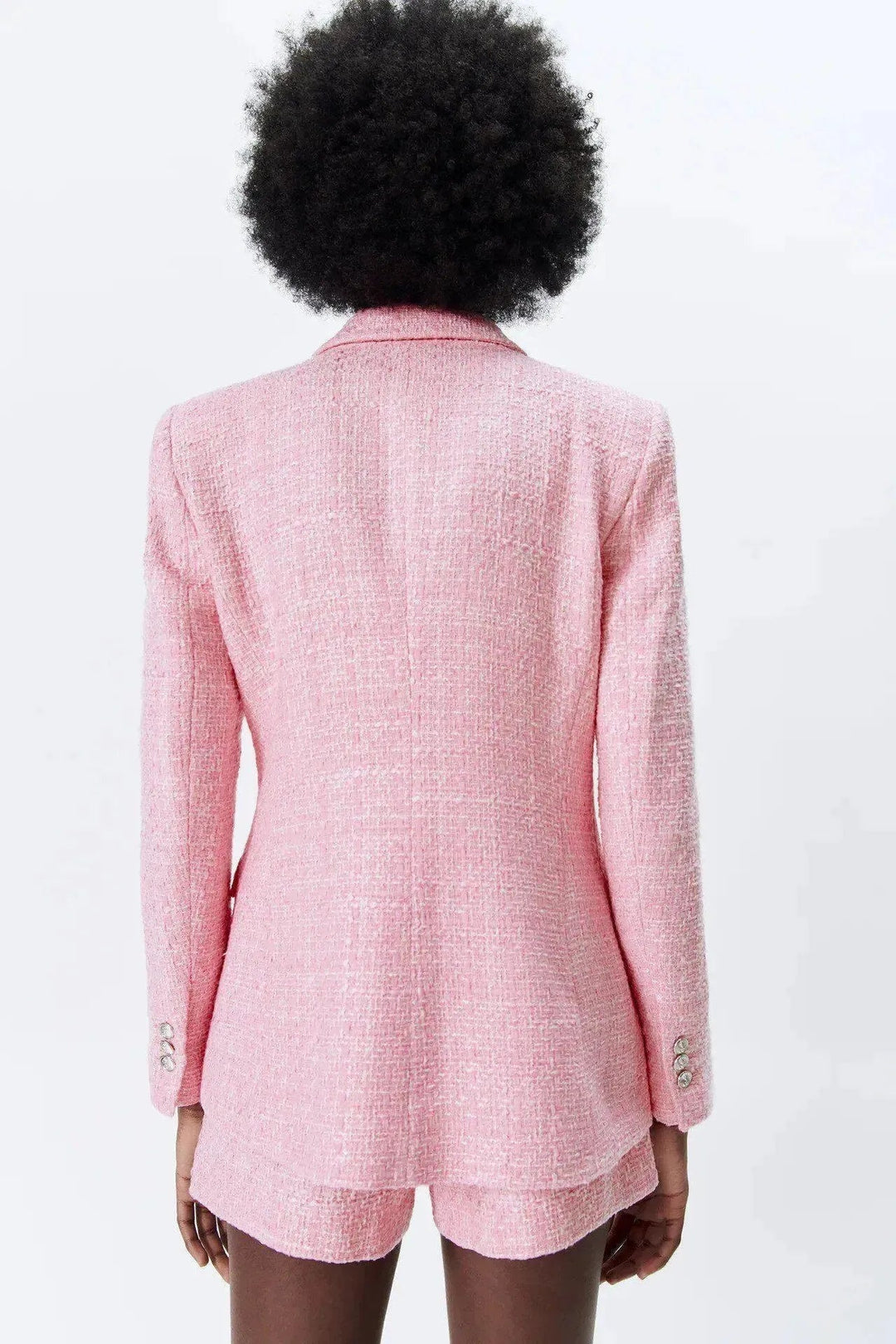 Drune | Pink Tweed Blazer Damen - Formal-Business - Uni-Einfärbig