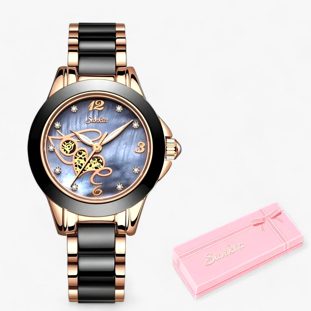 Drune - Keramische Armbanduhr Rundes Edelstahlgehäuse