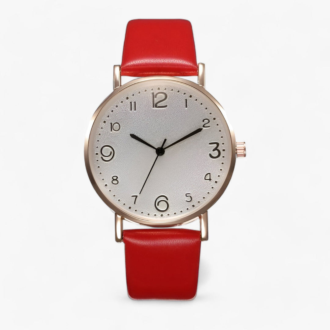 Drune - Klassische Runde Armbanduhr Lederarmband