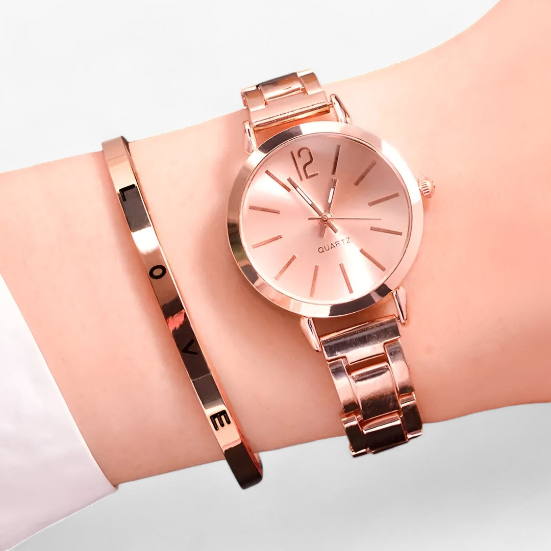 Drune | Runde Uhr Aus Legierung Inklusive Armband