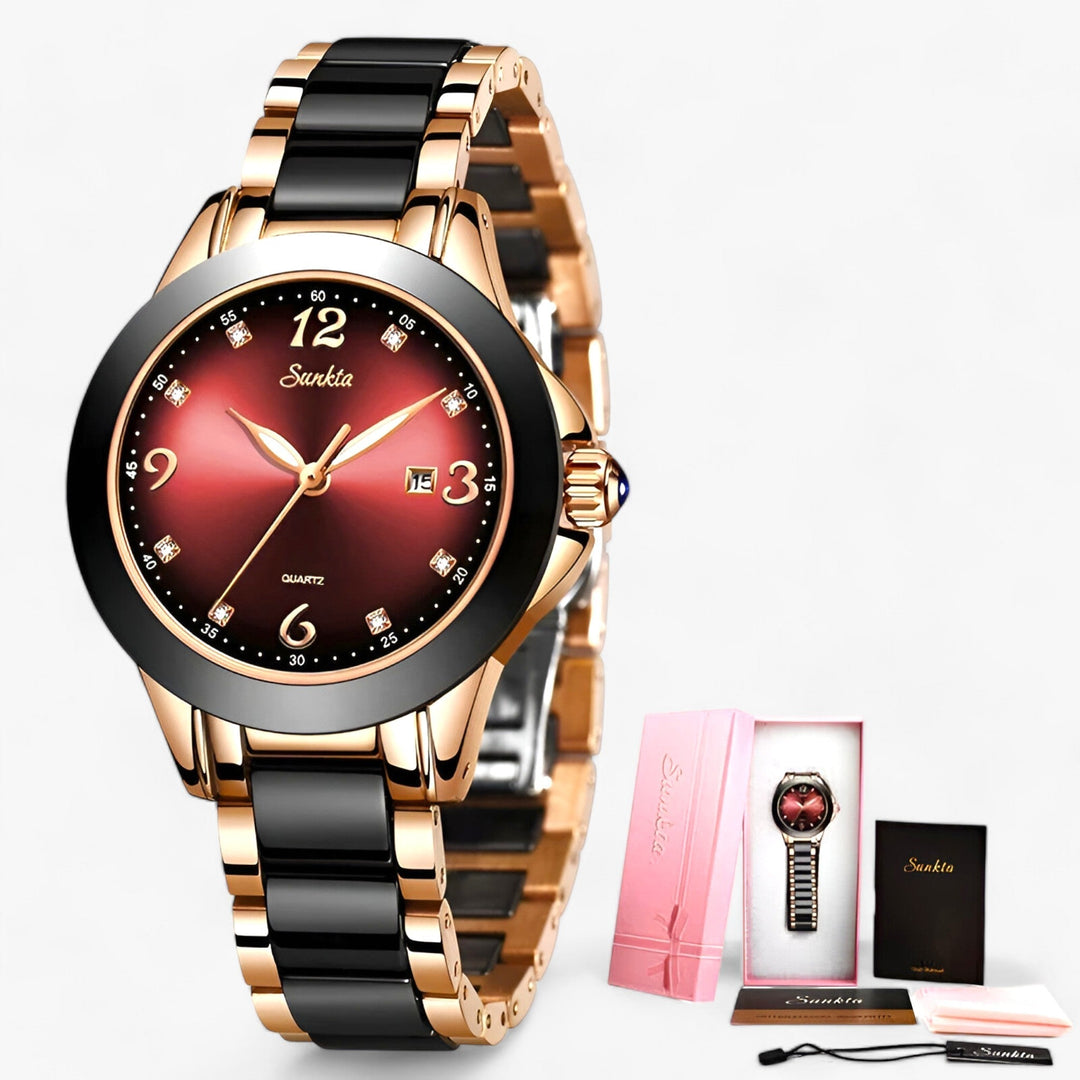 Drune - Keramische Armbanduhr Rundes Edelstahlgehäuse