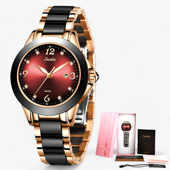Drune - Keramische Armbanduhr Rundes Edelstahlgehäuse