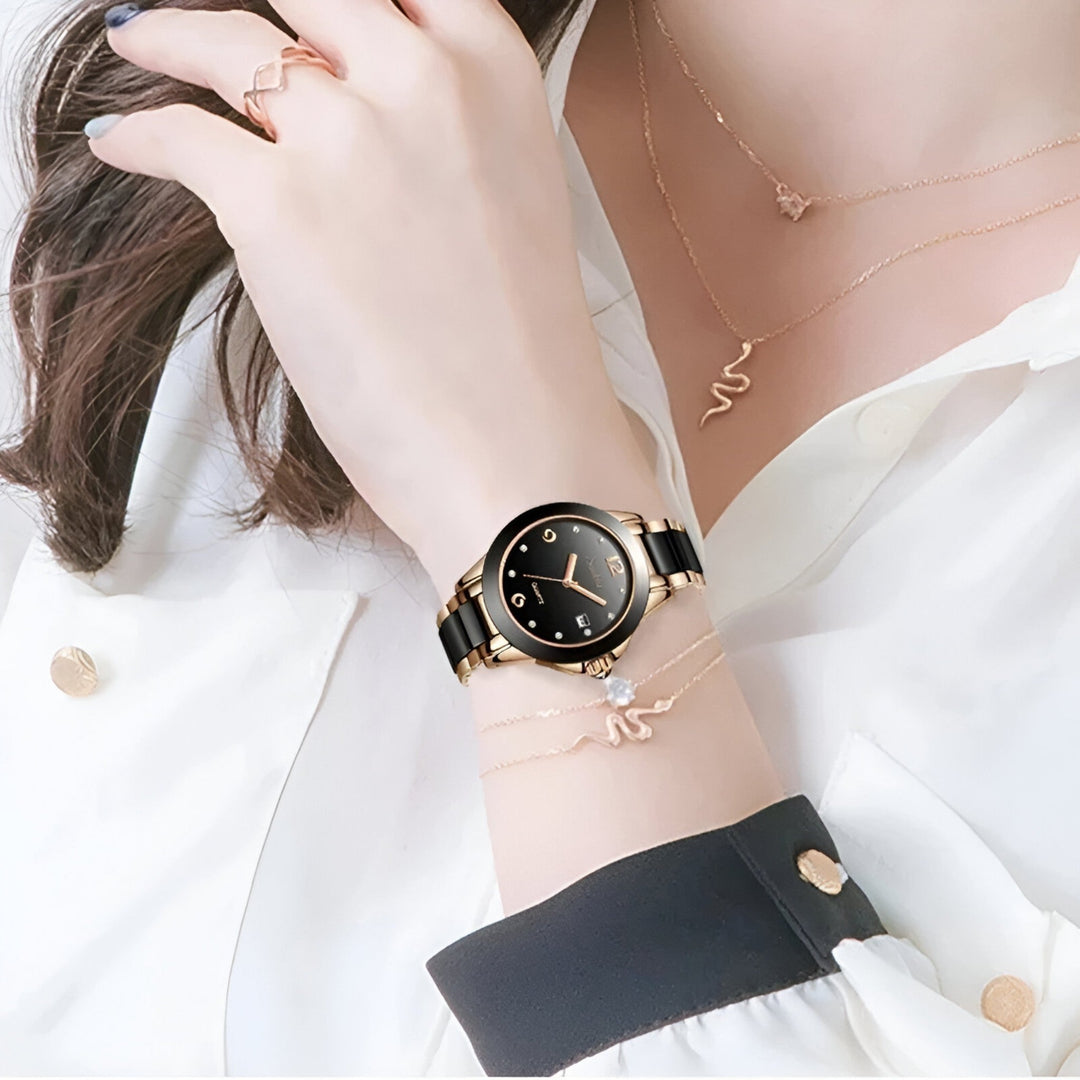 Drune - Keramische Armbanduhr Rundes Edelstahlgehäuse