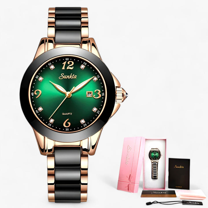 Drune - Keramische Armbanduhr Rundes Edelstahlgehäuse