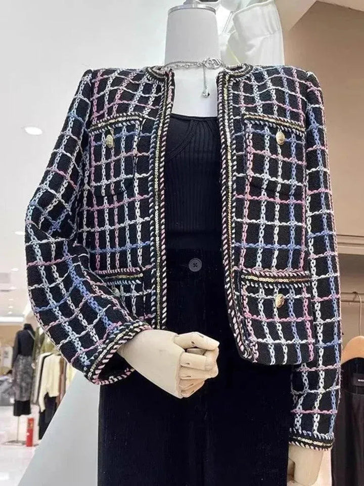 Drune | Karierte Casual Tweed Jacke Damen