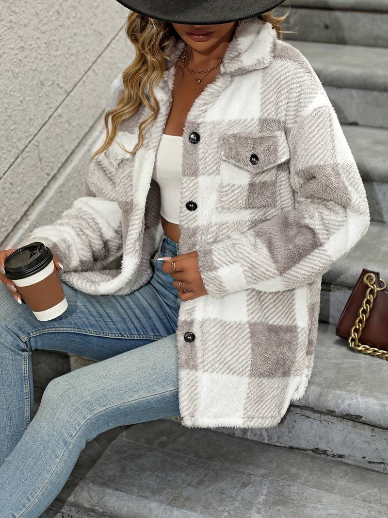 Drune | Karo Fleece-Jacke