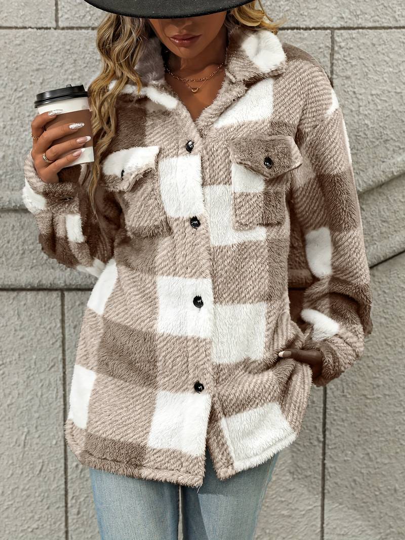 Drune | Karo Fleece-Jacke