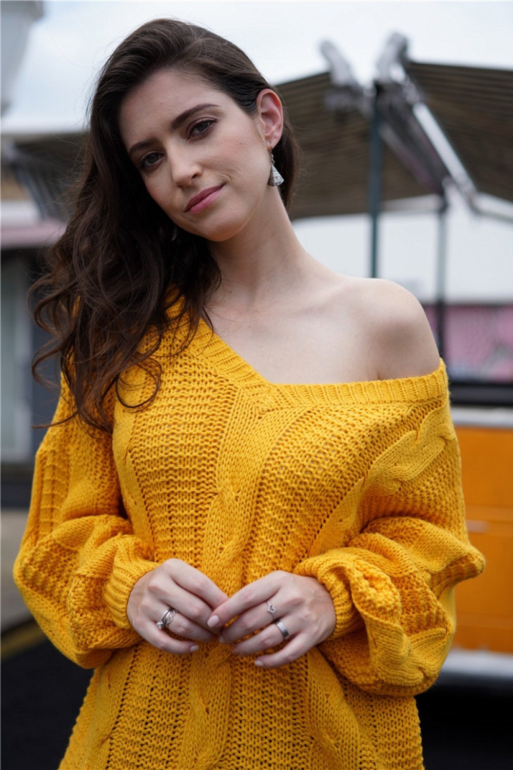 Drune Schlichtes Kabelstrick Lockere Sweatshirt