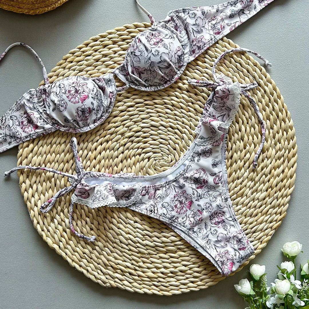 Drune | Bikini Blumenmuster Push Up