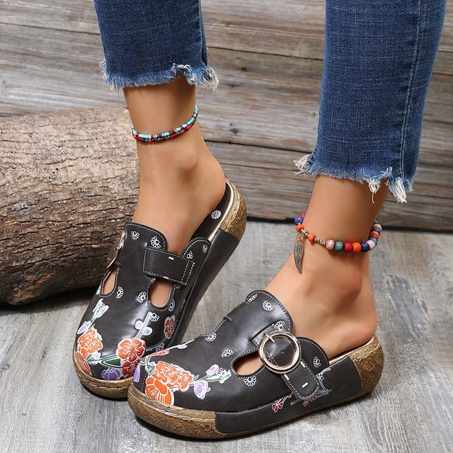 Drune | Blumen Slipper Mit Schnalle