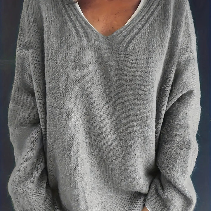 Drune | Plus Size Freizeit V-Ausschnitt Pullover für kurvenreiche Frauen