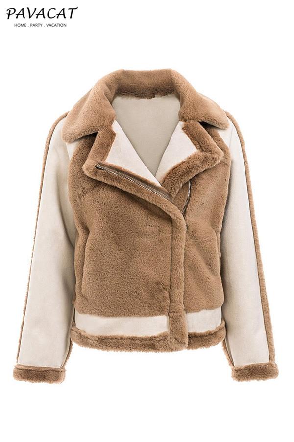 Drune | Kunstfell Reißverschlussjacke Rot