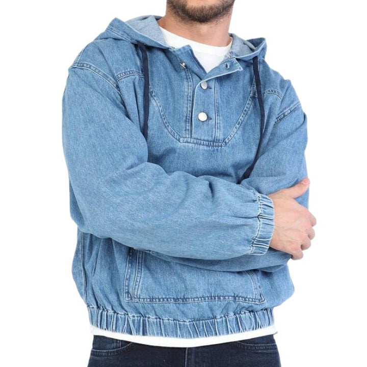 Drune | Denim Hoodie Knopfverschluss Lässig und Trendy