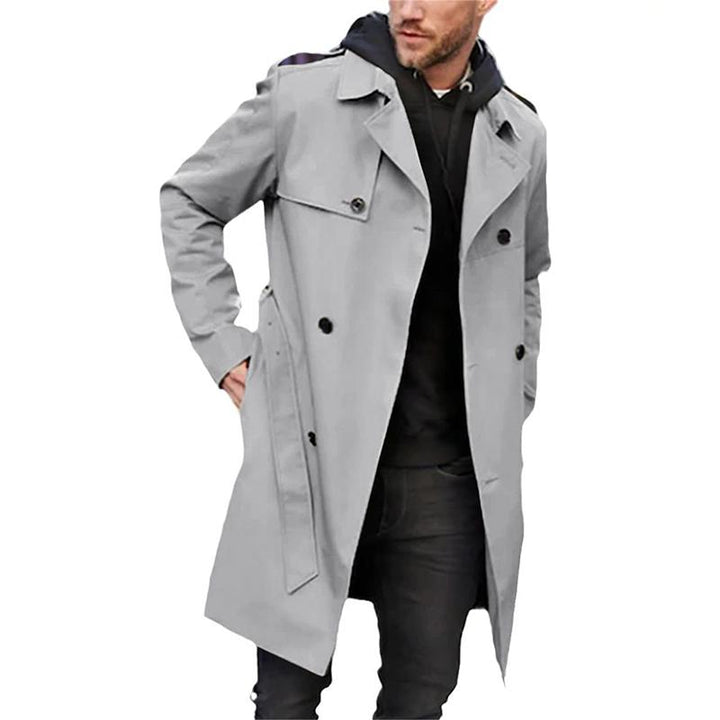 Drune | Herren Langer Wintermantel Mit Klassischem Gürtel Taillendesign