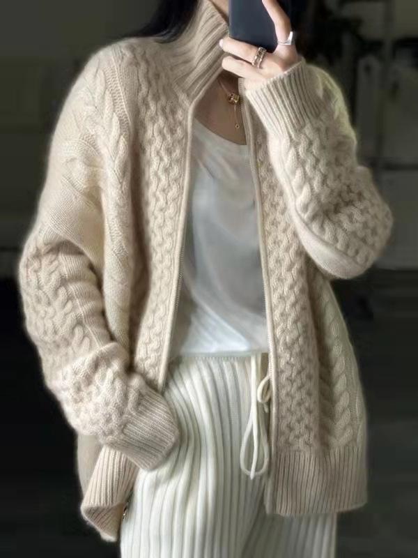 Drune | Dicke Gestrickte Rollkragen Strickjacke