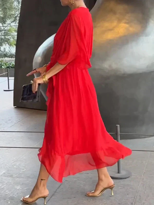 Drune | Chiffonkleid Mit V-ausschnitt, Elegant Und Stilvoll