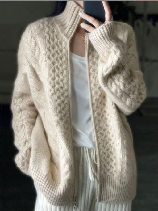 Drune | Dicke Gestrickte Rollkragen Strickjacke