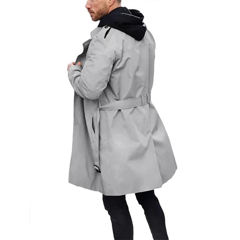 Drune | Herren Langer Wintermantel Mit Klassischem Gürtel Taillendesign