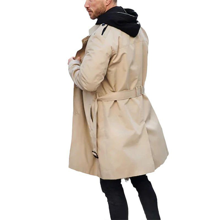 Drune | Herren Langer Wintermantel Mit Klassischem Gürtel Taillendesign