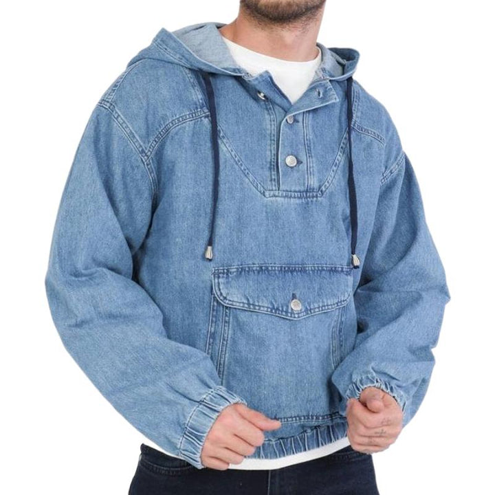 Drune | Denim Hoodie Knopfverschluss Lässig und Trendy