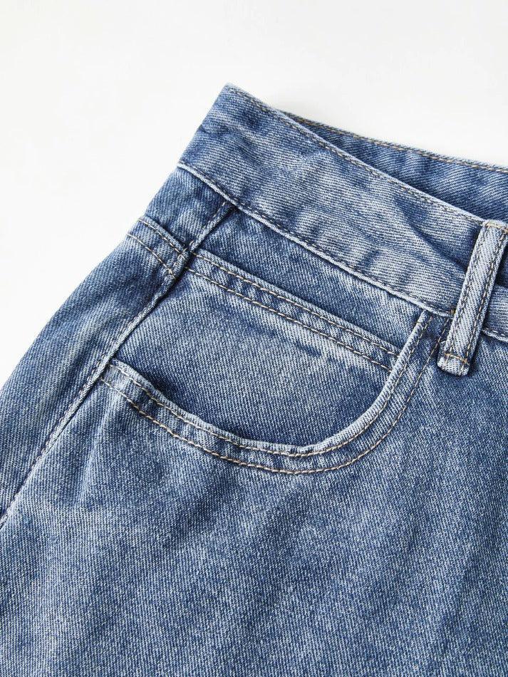 Drune | Taschen Design Blue Wash Boyfriend Jeans