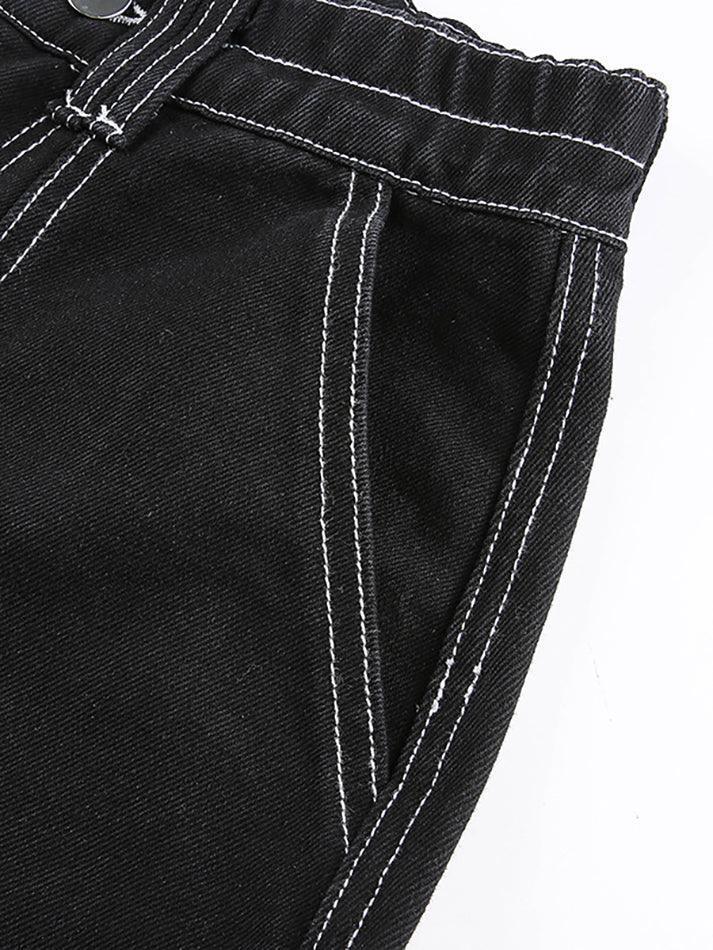 Drune | Taschenbestickte Highwaist Cargojeans