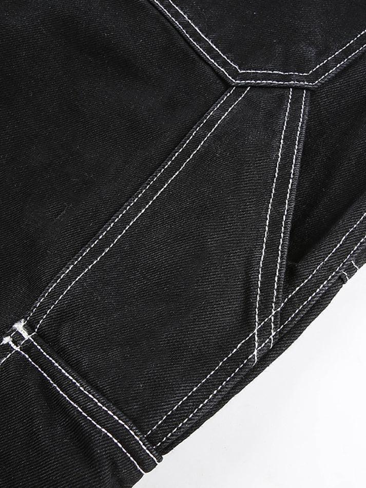 Drune | Taschenbestickte Highwaist Cargojeans