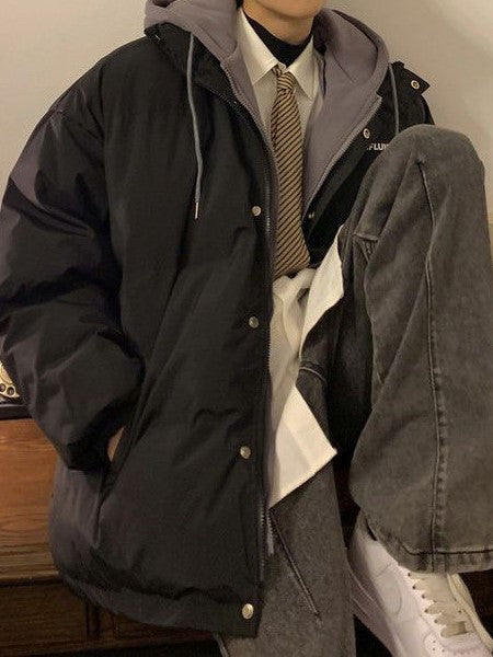 Drune | Oversized Mock Zwei-Teile Pufferjacke mit Kapuze