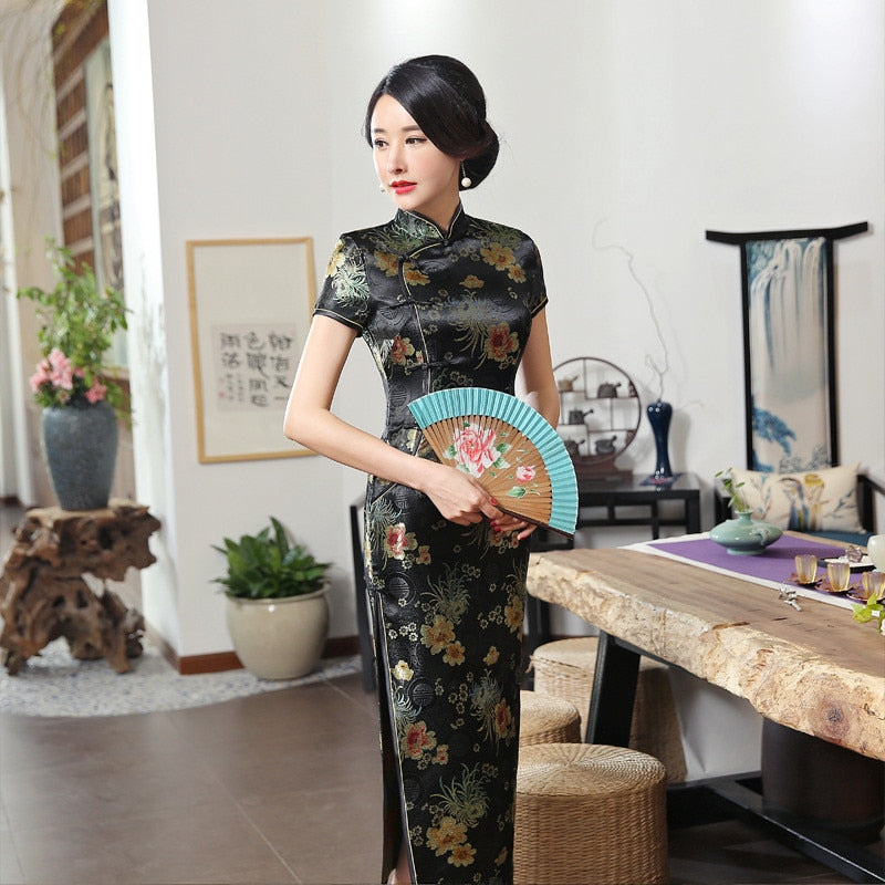 Drune | Grüne Rayon Cheongsam Chinesisch Klassisch