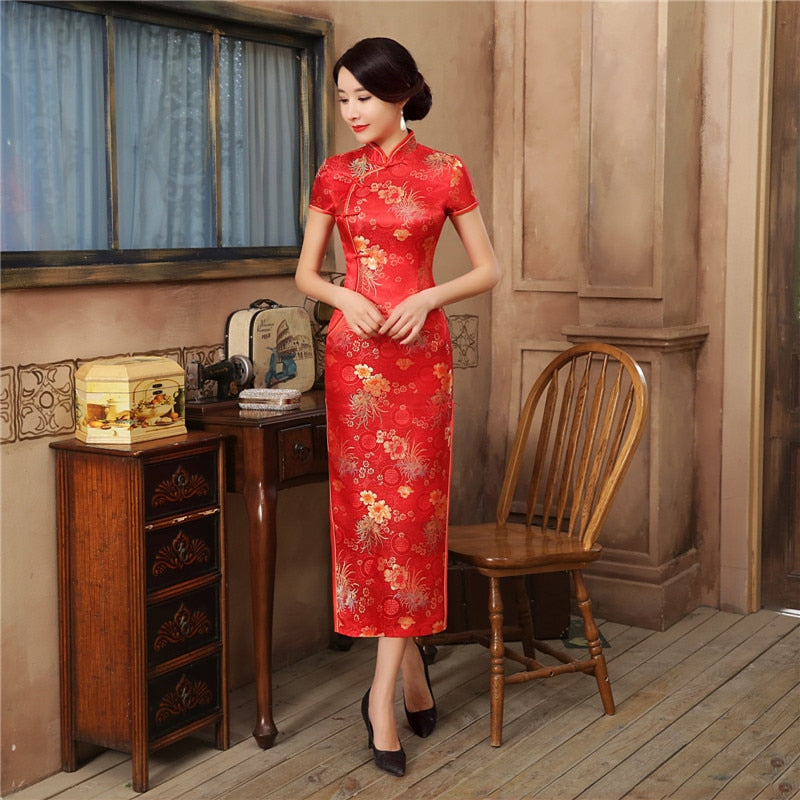 Drune | Grüne Rayon Cheongsam Chinesisch Klassisch