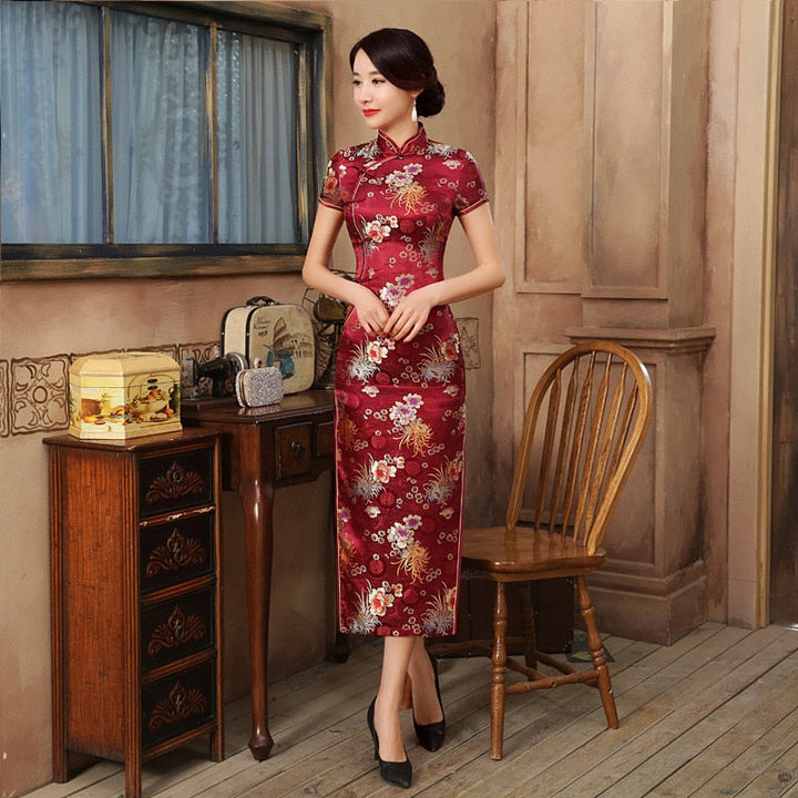 Drune | Grüne Rayon Cheongsam Chinesisch Klassisch