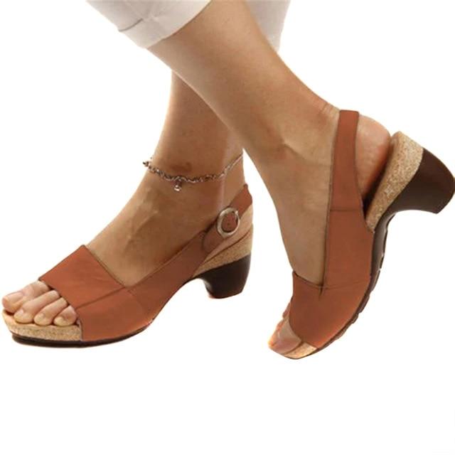 Drune - Slingback-Sandalen für Damen mit niedrigem Absatz und verstellbarer Schnalle | Bequeme Damen Sandalen