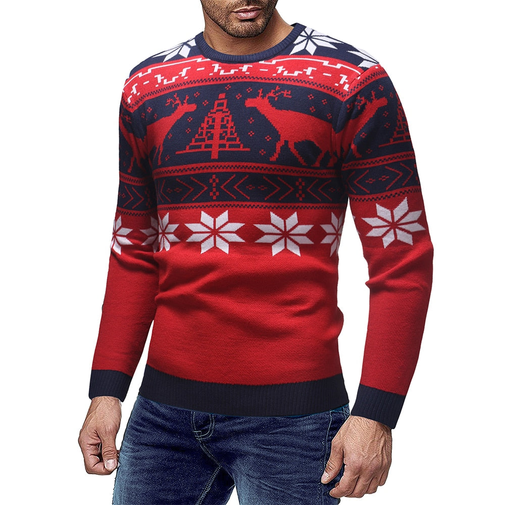 Drune | Gestricktes Fair Isle Muster Rundhals Bequeme Passform