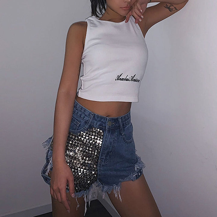Drune | Rivet Denim Shorts Aushöhlen